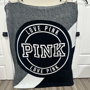 Victoria's Secret PINK Blanket Black, White & Grey 60×40 Inches